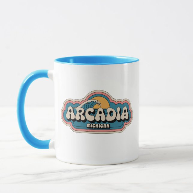 70s Retro Arcadia Michigan Vintage Coffee Mug (Left)