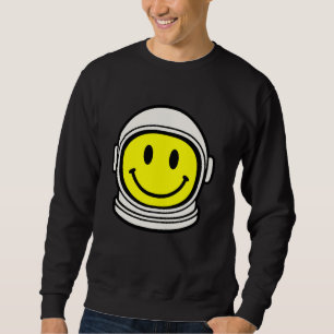70s Retro Astronaut Yellow Smile Face Smiling Happ Sweatshirt