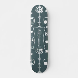 70's Retro Blue Squares Mini Skateboard