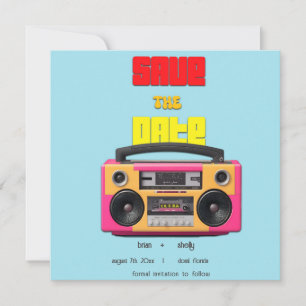 70s Retro Boombox Save the Date Announcement Card