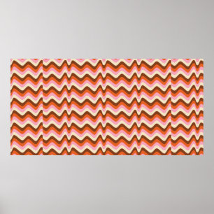 70s retro brown and pink wave pattern  poster