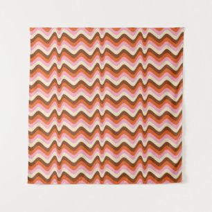 70s retro brown and pink wave pattern tapestry