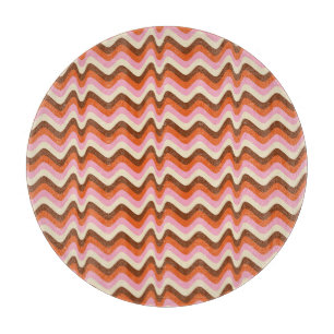 70s Retro Brown Pink Waves Cutting Board