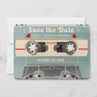 70s Retro Cassette Wedding Save the Date Invite