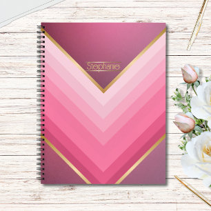 70s Retro Chic Pink And Gold Personalized Notebook