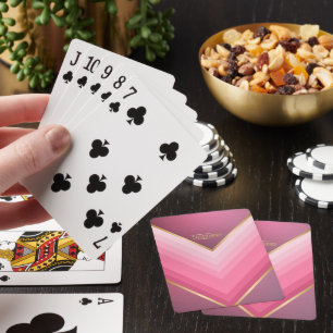 70s Retro Chic Pink And Gold Personalized Playing Cards