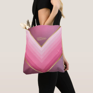 70s Retro Chic Pink And Gold Personalized Tote Bag