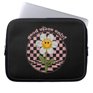 70's Retro Daisy Good Vibes Only Laptop Sleeve