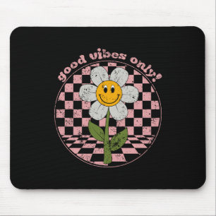 70's Retro Daisy   Good Vibes Only Mouse Pad