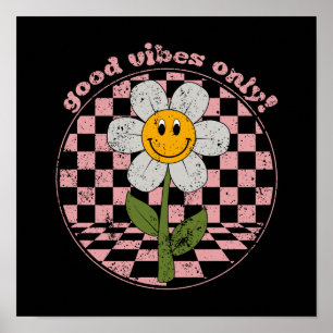 70's Retro Daisy   Good Vibes Only Poster