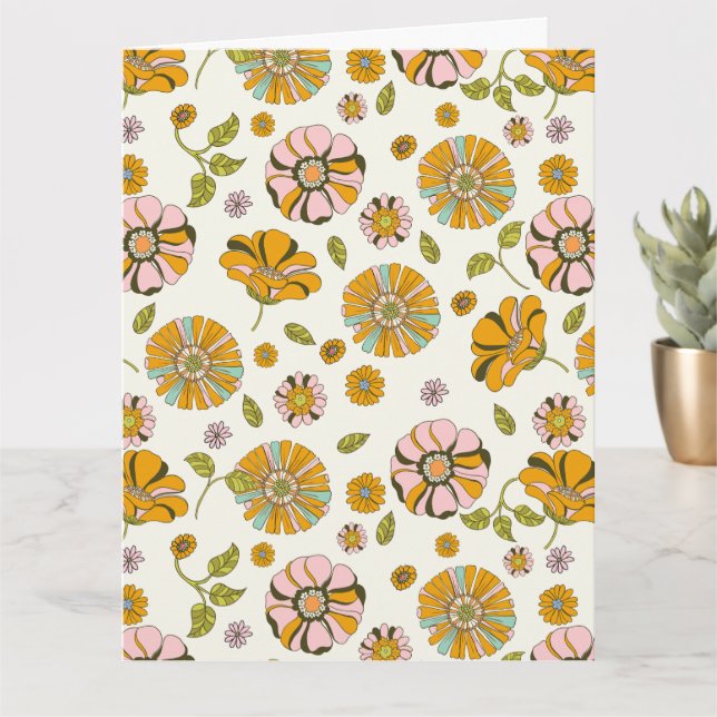 70's Retro Floral Pattern Card (Small Plant)