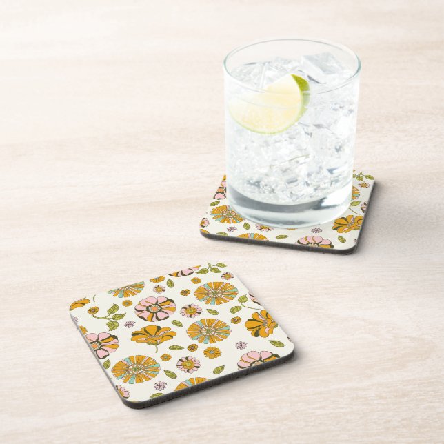 70's Retro Floral Pattern Coaster (Right Side)