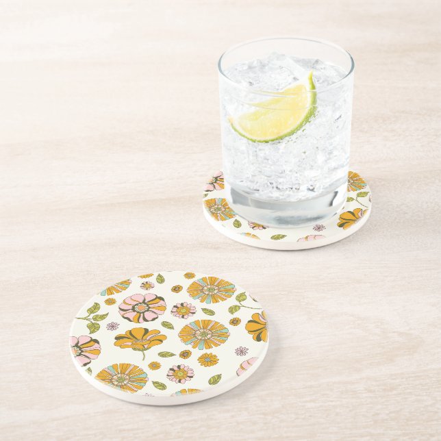 70's Retro Floral Pattern Coaster (Side)