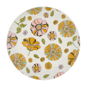 70's Retro Floral Pattern Cutting Board