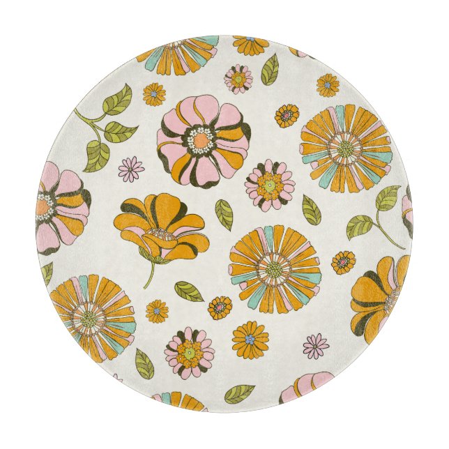 70's Retro Floral Pattern Cutting Board (Front)