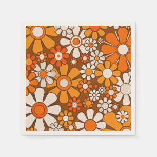70s Retro Floral Pattern with Groovy 1970s Flowers Napkin