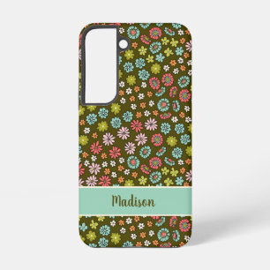 70s Retro Floral Personalized Samsung Galaxy Case