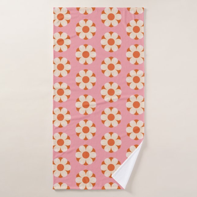 70s Retro flower power pattern backgroundretro, 70 Bath Towel (Bath Towel)