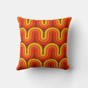 70s Retro Geometric Design Throw Pillow
