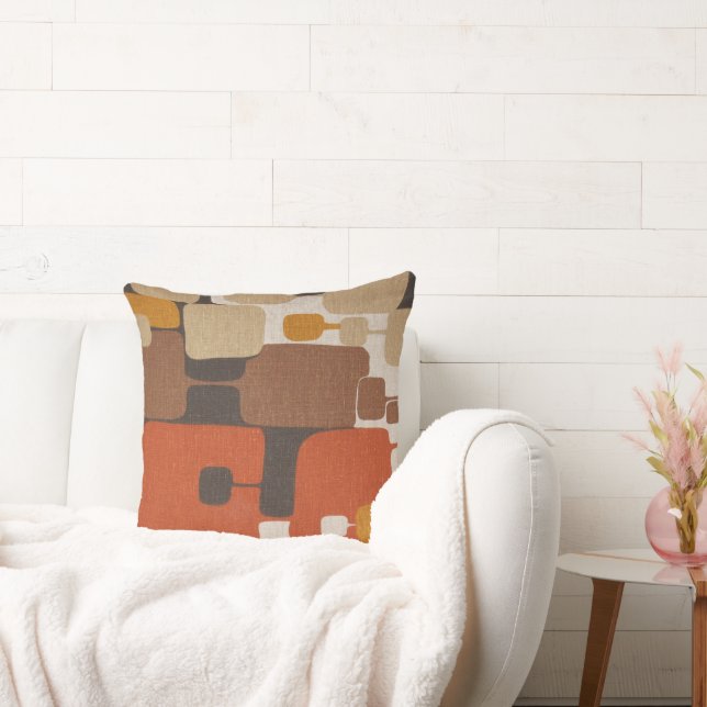 70s Retro Geometric Throw Pillow (Couch)