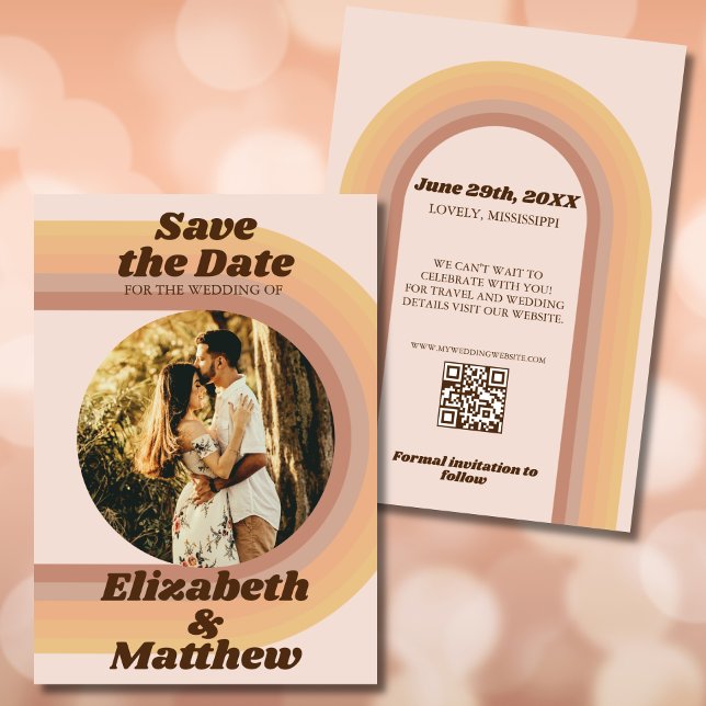 70s Retro Groovy Arch Funky Photo Save The Date (Creator Uploaded)