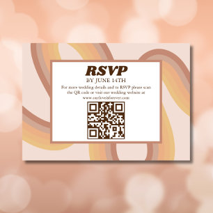 70s Retro Groovy Lines Funky QR Code RSVP Invitation