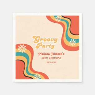 70s Retro Groovy Party Daisies Flower Birthday Napkin