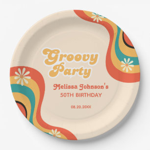70s Retro Groovy Party Daisies Flower Birthday Paper Plate