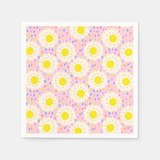70s Retro Groovy Pink Daisy Floral Pattern Napkin