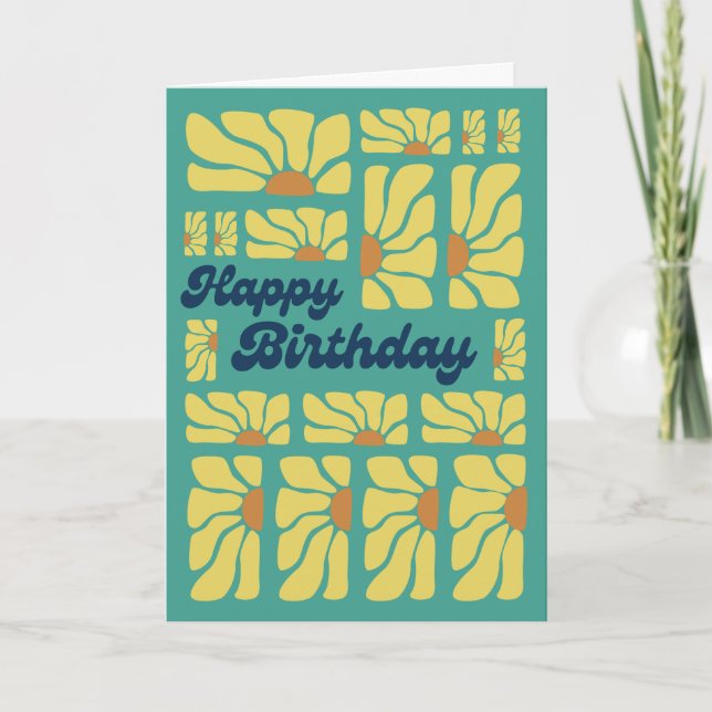 70s Retro Groovy Psychedelic Hippy Flower Birthday Card (Front)