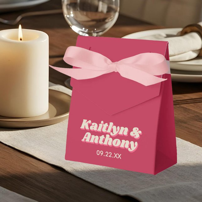 70's Retro Groovy Viva Magenta Wedding Favor Box (Creator Uploaded)
