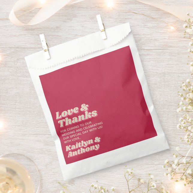 70's Retro Groovy Viva Magenta Wedding Favour Bag (Clipped)