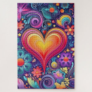 70s Retro Heart Pride Colourful Puzzle
