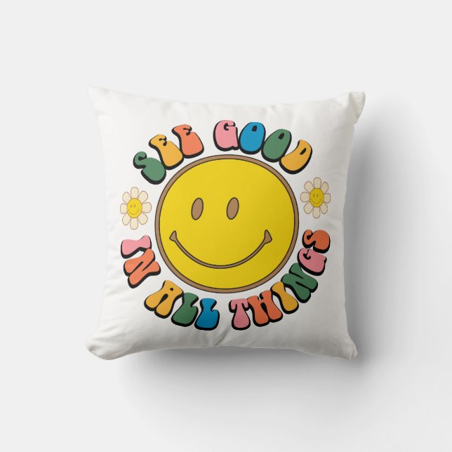 70s Retro Hippie Sublimation Bundle Throw Pillow (Front)