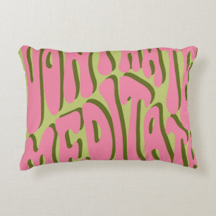 70s Retro: 'Meditate' Motivational Poster Accent Pillow