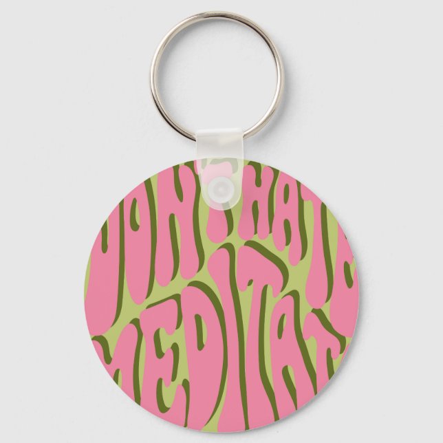 70s Retro: 'Meditate' Motivational Poster Keychain (Front)