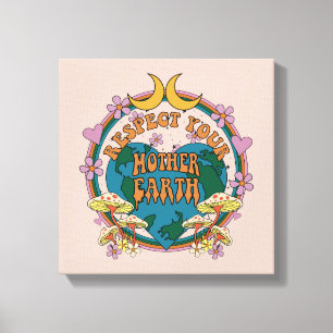 70's Retro Mother Earth Graphic Canvas Print