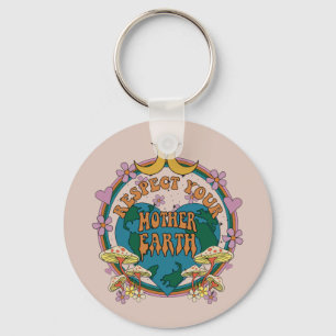 70's Retro Mother Earth Graphic Keychain