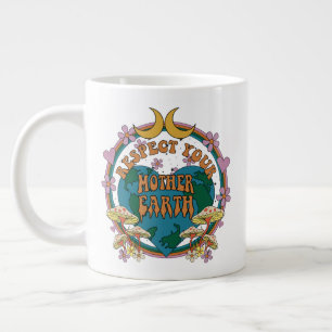 70's Retro Mother Earth Graphic Large Coffee Mug