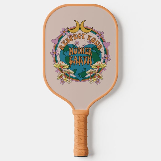 70's Retro Mother Earth Graphic Pickleball Paddle (Front)