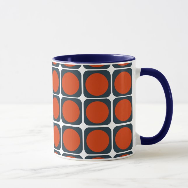 70s Retro Pattern in Orange & Blue Mug (Right)