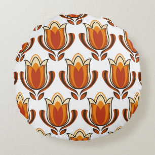 70's retro pattern material illustration70s,1970,p round pillow