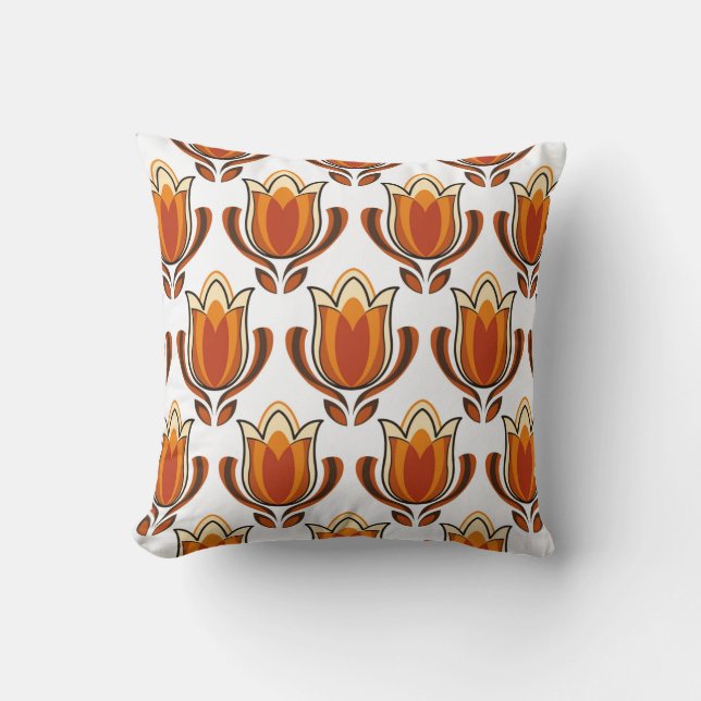 70's retro pattern material illustration70s,1970,p throw pillow (Front)