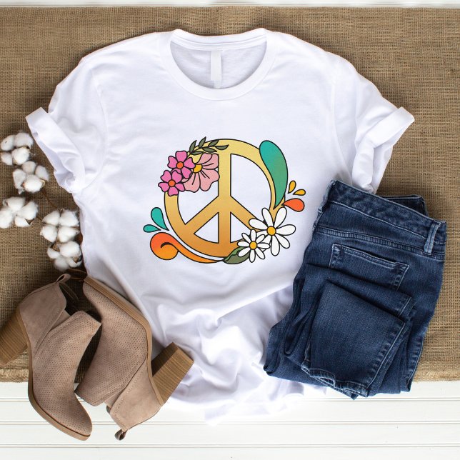 70's Retro Peace Sign Woman's Basic T-shirt (Creator Uploaded)