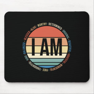 70s Retro Positive Affirmations Self Care Gift Men Mouse Pad