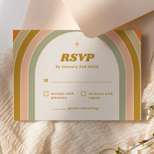 70s Retro Rainbow Groovy Wedding RSVP Card