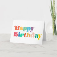 70s Retro script colourful Happy Birthday