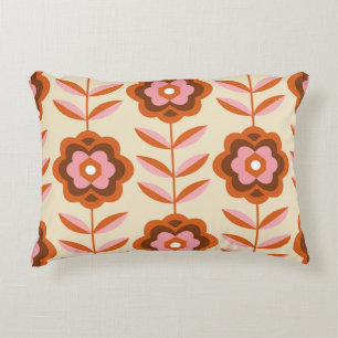 70's Retro Seamless Pattern. 60s and 70s Aesthetic Accent Pillow