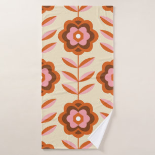 70's Retro Seamless Pattern. 60s and 70s Aesthetic Bath Towel