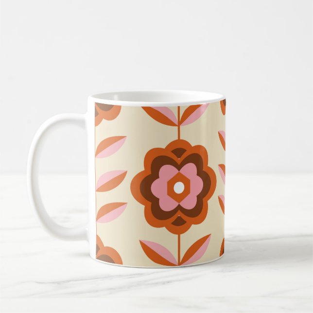 70's Retro Seamless Pattern. 60s and 70s Aesthetic Coffee Mug (Left)